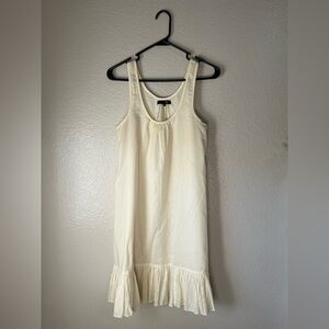 Ryu Women’s Cream Sleeveless Slip Mini Dress Ruffle Hem Sz S Cotton Blend Chic